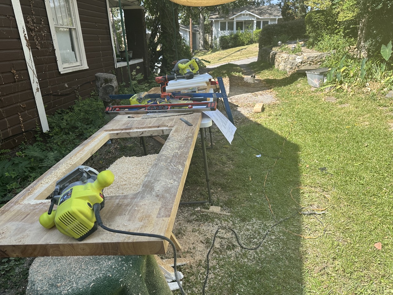Routed underside of countertop showing undermount sink recess